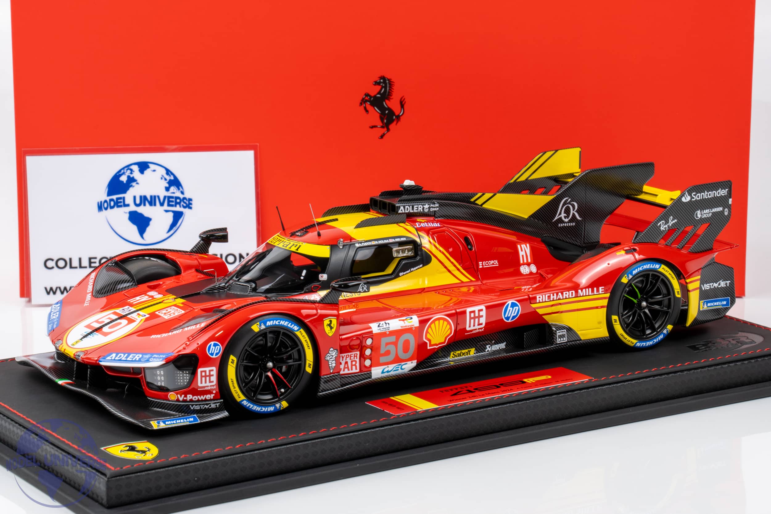 BBR - 1:18 Ferrari 499P No.50 Winner 24h Le Mans 2024 A.Fuoco, M.Molina, N.Nielsen - Limited Edition Resin Model with Display Showcase