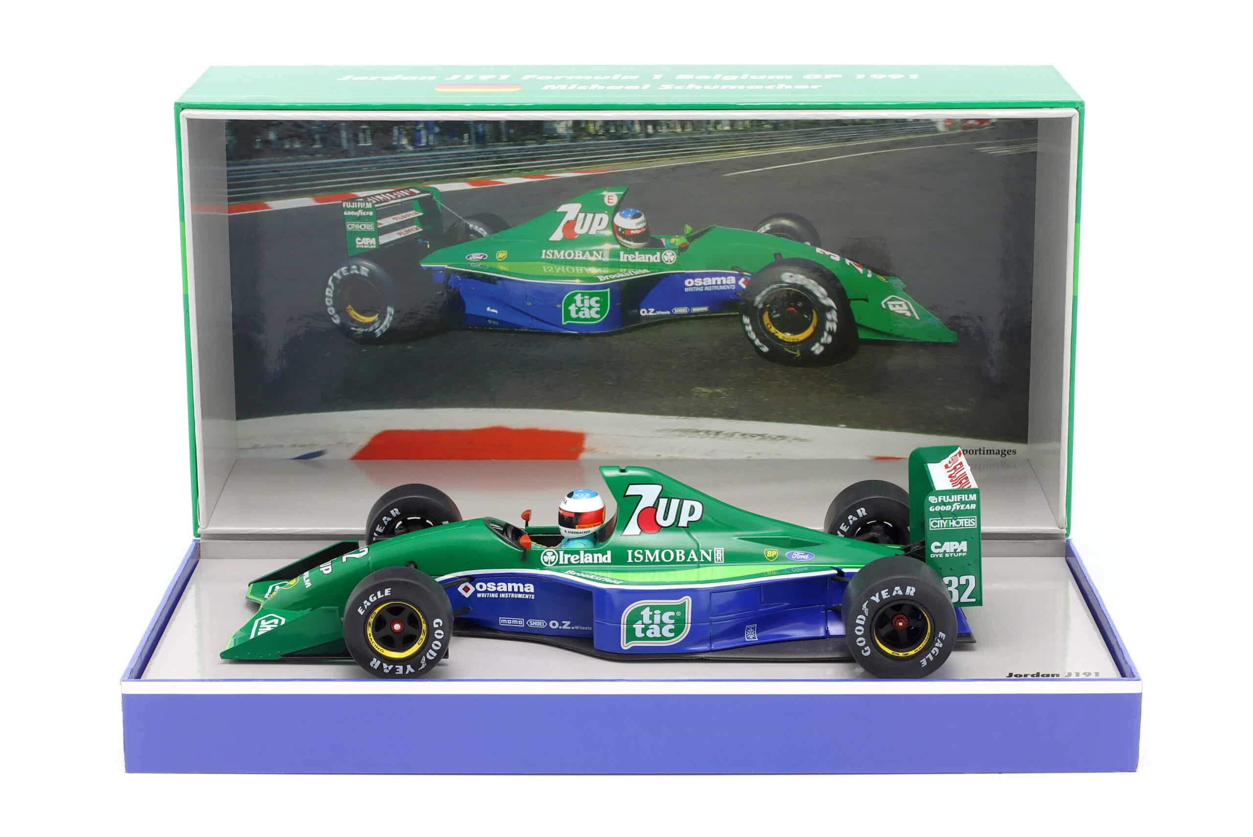 Werk83 1:18 Jordan J191 No.32 Michael Schumacher 1st F1 Race Belgian GP 1991 - Diecast Model (Collector's Box Edition)