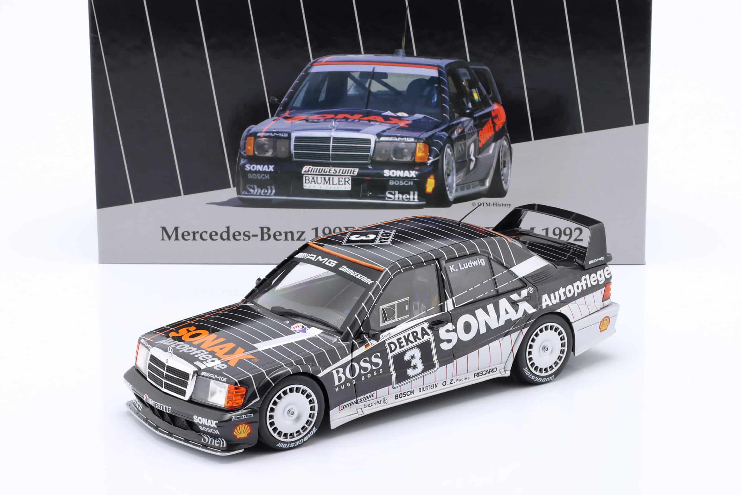 Werk83 Mercedes-Benz 190E 2.5-16 Evo II 1992 DTM Champion Team AMG Motrenbau Klaus Ludwig - 1:18 Scale Diecast Model with Collectors Box by Werk83